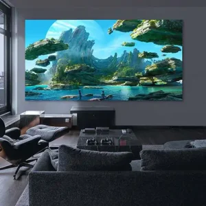 Tv led de 178 pulgadas Cinema Xperience instalada en living privado en Belgrano