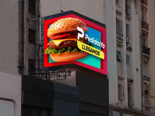 Pantalla 3D Multiled publicitaria en vía pública Obelisco primer plano